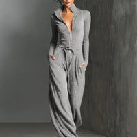 Women's Elegant Knit Sparkling Zipper Front Jumpsuit MDA2560G5I