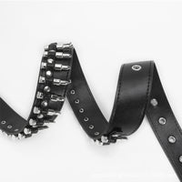 Women's Black Punk - Style Faux Leather Spike - Embellished Waist Belt MDA1645H0I