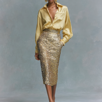 Women's Long-sleeved Shirt And Sequined Pencil Skirt Set MDA2431K6Y