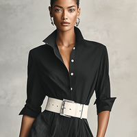 Women's Lapel Single Breasted Long Sleeve Belted Jumpsuit MDA2274G1Y