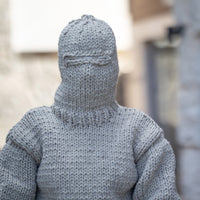 Raw Wool Catsuit Overall – Chunky Hand-Knitted Full Body Suit with Mittens and Socks T1359