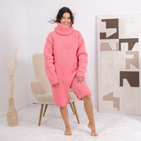 One available in Size 4XL, Neon Pink Alpaca Romper, Hand Knitted Catsuit T1686