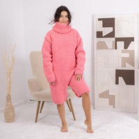 One available in Size 4XL, Neon Pink Alpaca Romper, Hand Knitted Catsuit T1686