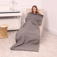 Hand Knitted Itchy Wool Sleeping Bag: Gray Blanket Sack 75x230 cm T1964