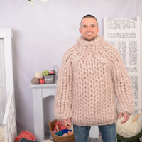 Huge 40-Strand Mohair Sweater – Thick Hand-Knitted Soft Fuzzy Pullover T701M