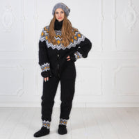 Hand-Knitted Icelandic Mohair Catsuit – Fetish Full Body Suit with Integrated Socks T979M