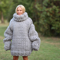 30-Strand Chunky Wool Sweater – Huge Hand-Knitted Oversized Pullover in 100% Soft Wool T1465
