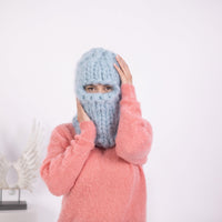 30-Strand Mohair Balaclava – Hand Knitted Chunky Winter Hat T1601