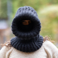 Mohair Wool Balaclava – Hand Knitted Chunky Ski Hood T1508