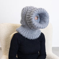 Mohair Wool Balaclava – Hand Knitted Chunky Winter Hood T1527
