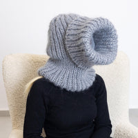 Mohair Wool Balaclava – Hand Knitted Chunky Winter Hood T1527