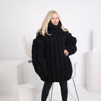 Heavy Hand Knit Wool Sweater, Chunky English Rib T1625