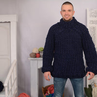 12-Strand Chunky Wool Sweater – Soft and Warm Thick Knit Jumper T708M