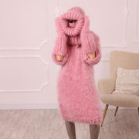 6-Strand Mohair Balaclava – Hand Knitted Chunky Ski Hood T2011