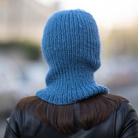 Blue Wool Balaclava – Hand Knitted Slouchy Beanie Ski Mask T1169