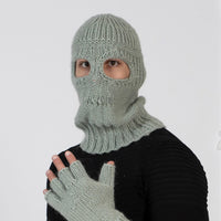 Hand Knitted Wool Gloves – Chunky Raw Wool Fingerless Mittens T1008