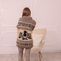 Yak Wool Cardigan – Hand Knitted Eagle Pattern Zip Jacket T2001