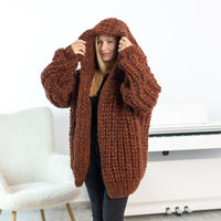 Extra Chunky Cardigan – 18-Strand Hand Knitted Alpaca Merino Wool Blend T1539