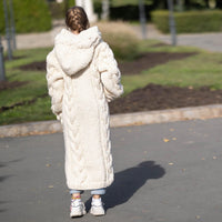 Cream Wool Cardigan – Hand Knitted Cable Knit Sweater T1288