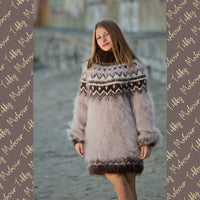 Beige Mohair Sweater – Chunky Hand Knitted Icelandic Wool Jumper T134