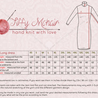 Hand Knitted Mohair Sweater Dress, Fluffy Ribbed Turtleneck Pullover with Mittens T333