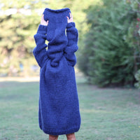 Mohair Wool Sweater Dress with 100 cm Turtleneck with Extra Long Sleeves T1458