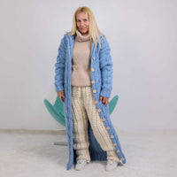 Hand Knitted Alpaca and Wool Rib Pants, Cozy Lounge Trousers T1872