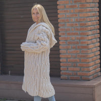 One available in size 6XL, Chunky Cable Knit Wool Cardigan , Long 50cm Turtleneck T1868