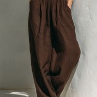 Women's Minimalist Linen Blend Jumpsuit With Cap Sleeves And Wide Legs MDZ0863A5Y