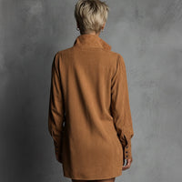 Women's V-neck Suede Embossed Long-sleeved Casual Dress MDA0483K5AN