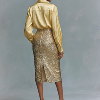 Women's Long-sleeved Shirt And Sequined Pencil Skirt Set MDA2431K6Y