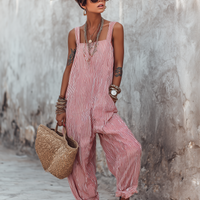 Women's Minimalist Striped Loose-Fit Square-Neck Sleeveless Jumpsuit MDZ1052D7Y