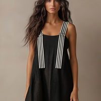 Women's Minimalist Striped Spaghetti Strap Loose Linen-Blend Maxi Dress MDZ1665D7Y