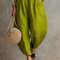 Women's Minimalist Loose-Fit Linen-Blend Sleeveless Jumpsuit With Asymmetrical Buttons MDZ2567D3Y