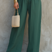 Women's Minimalist Blended Set: Sleeveless, Ruffled, Square-Neck Top & Wide-Leg Pants MDZ2555D7Y
