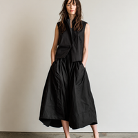 Women's Minimalist Commuter-Casual Faux Two-Piece Cotton-Linen Black Sleeveless Midi Dress MDZ2942D6ZJW