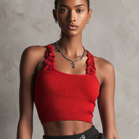 Women's Sporty-Casual Ribbed Knit Tank Top & Drawstring Skort Set MDZ2973D5Y
