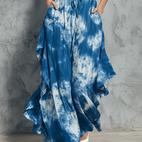 Women's Minimalist Tie-Dye Print Sleeveless Blouse & Ruffled Wide-Leg Pants Set MDZ2917D2Y