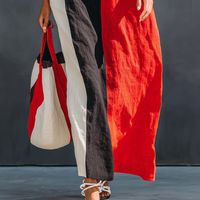 Women's Minimalist Color-Block Linen-Blend Maxi Dress With Square Neck And Spaghetti Straps MDZ2974D6Y