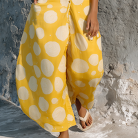 Women's Minimalist Sleeveless Wide-Leg Jumpsuit With Irregular Polka Dot Print And Single-Breasted Front MDZ3090D5Y