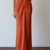 Women's Terracotta Jersey  Column Dress With Twist Knot Front & Tailored Silhouette, Contemporary Sophisticated Party Dress MDZ3089D5LYL