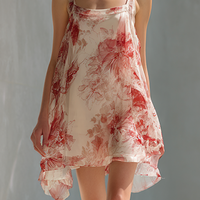 Women's Simple Floral Print Flowy Sleeveless Mini Dress MDZ0718E0ZRK