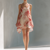 Women's Simple Floral Print Flowy Sleeveless Mini Dress MDZ0718E0ZRK