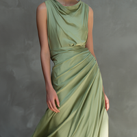 Women's Minimalist Draped Sleeveless Satin-Blend Maxi DressMDZ0738E3ZRK