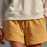 Women’s Off-White Sheer-Sleeve Henley Sweatshirt & Mustard Drawstring Shorts Two-Piece Set MDZ0734E0T