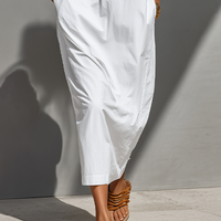 Women's White Cotton-Blend Maxi Shirt Dress With Half-Zip Collar & Rolled Sleeves, Timeless Casual Everyday Dress MDZ0779E4LYL