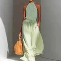 Women's Minimalist Backless Drawstring-Waist Maxi DressMDZ0882E8ZRK