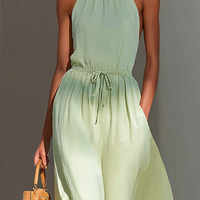 Women's Minimalist Backless Drawstring-Waist Maxi DressMDZ0882E8ZRK
