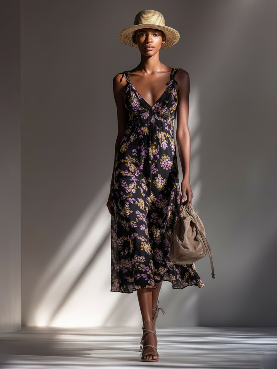 Women's Simple Floral Print Midi Slip DressMDZ0824E3ZRK