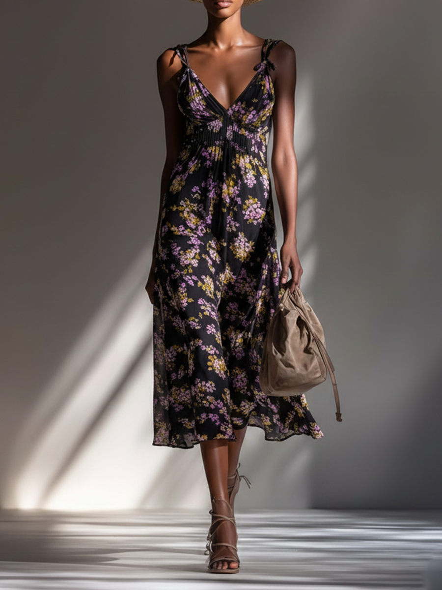 Women's Simple Floral Print Midi Slip DressMDZ0824E3ZRK